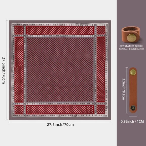 ⚡Men A-Gray Red Necktie 27.5 Inches Cowboy Scarves Pocket Square Silk Bandanas - Picture 3 of 8